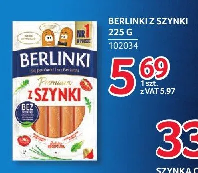 Parówki Berlinki z szynki promocja w Selgros