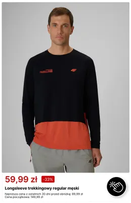 Longsleeve trekkingowy regular męski 4F promocja w 4F
