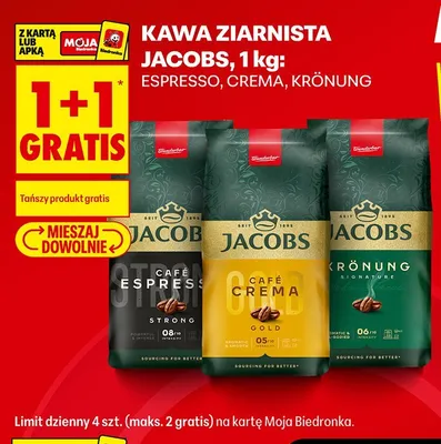 Kawa ziarnista Jacobs Café Crema promocja w Biedronka