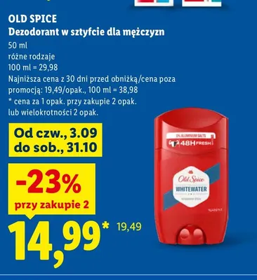Dezodorant w sztyfcie dla mężczyzn Old Spice promocja w Lidl