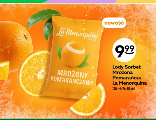 Lody sorbet mrożona pomarańcza La Menorquina promocja w Żabka