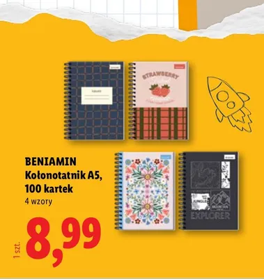 Kołonotatnik A5 Beniamin 100 kartek promocja w Lidl