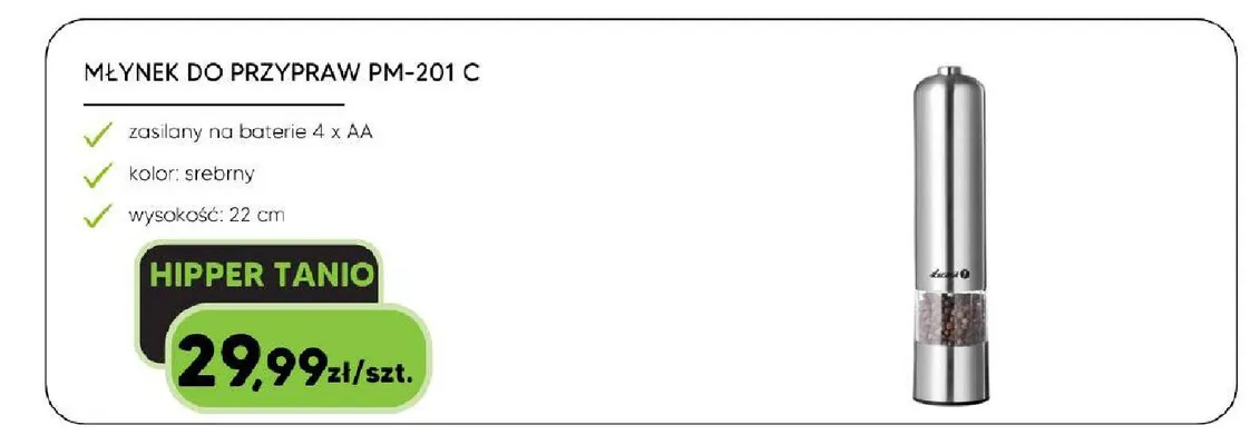 Młynek do przypraw Łucznik PM-201 C promocja w HIPPER.pl
