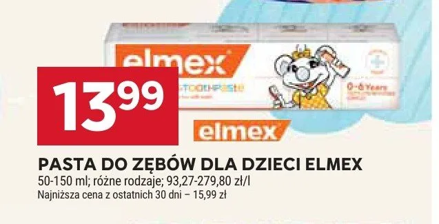 Pasta do zębów dla dzieci Elmex 0-6 lat promocja w Stokrotka
