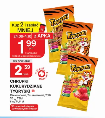 Chrupki kukurydziane Tygryski toffi promocja w Chorten