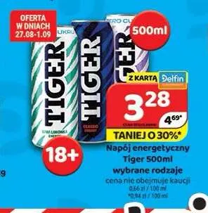 Napój energetyczny Tiger Kiwi Limonka promocja w Delfin