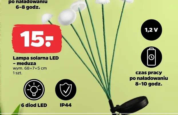 Lampa solarna LED meduza wym. 68x7x5cm promocja w Netto
