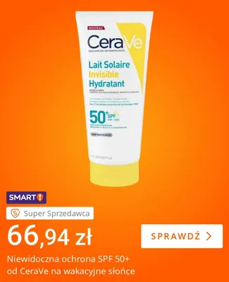 Mleczko do opalania CeraVe Lait Solaire Invisible Hydratant SPF 50+ promocja w Allegro