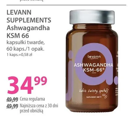 Suplement diety Ashwagandha KSM-66 kapsułki twarde promocja w Hebe