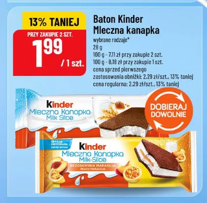 Baton Kinder Mleczna Kanapka brzoskwinia marakuja promocja w POLOmarket