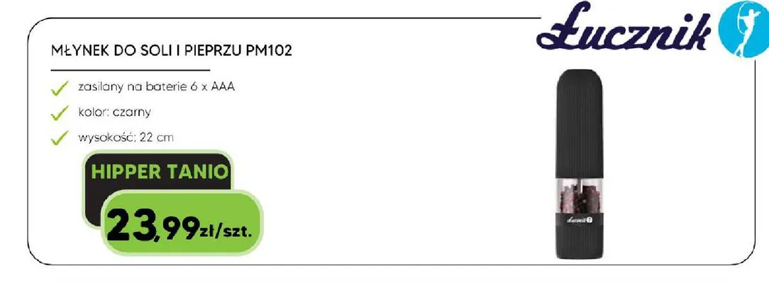 Młynek do soli i pieprzu Łucznik PM102 promocja w HIPPER.pl