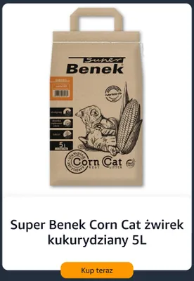 Super Benek Corn Cat żwirek kukurydziany promocja w Amazon