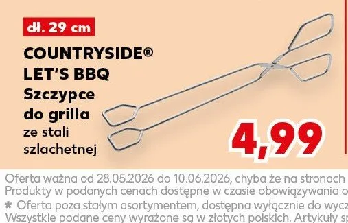 Szczypce do grilla COUNTRYSIDE LET'S BBQ ze stali szlachetnej dł. 29cm promocja w Kaufland