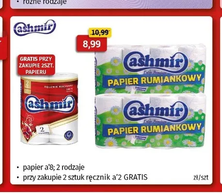 Papier toaletowy ashmir Rumiankowy promocja w Drogeria Kosmyk