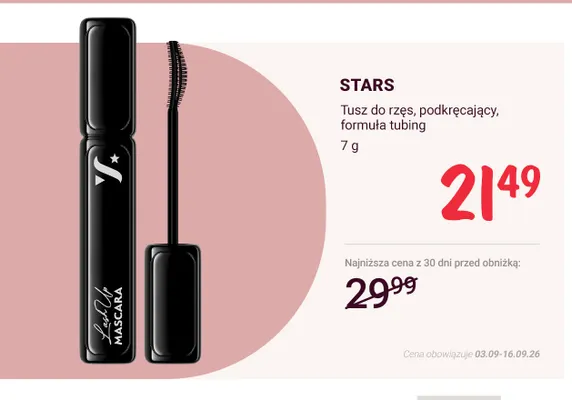 Tusz do rzęs podkręcający formuła tubing Stars promocja w Rossmann