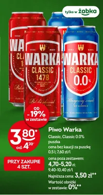 Piwo Warka Classic promocja w Żabka