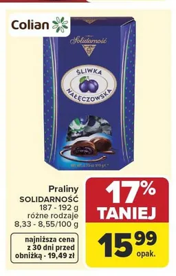 Praliny Solidarność Śliwka Nałęczowska promocja w Carrefour Market