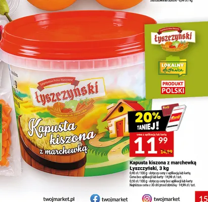 Kapusta kiszona z marchewką Łyszczyński promocja w Twój Market