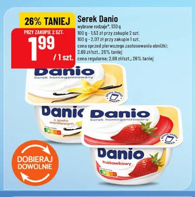 Serek homogenizowany Danio o smaku waniliowym promocja w POLOmarket