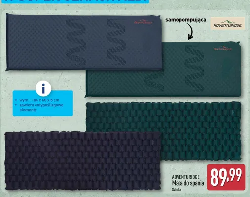 Mata do spania Adventuridge samopompująca 184x60x5cm promocja w Aldi
