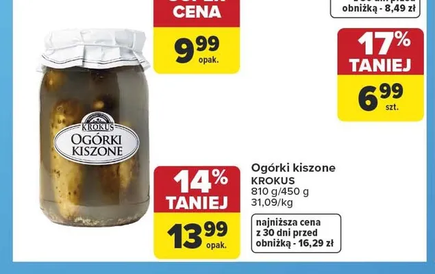 Ogórki kiszone Krokus promocja w Carrefour