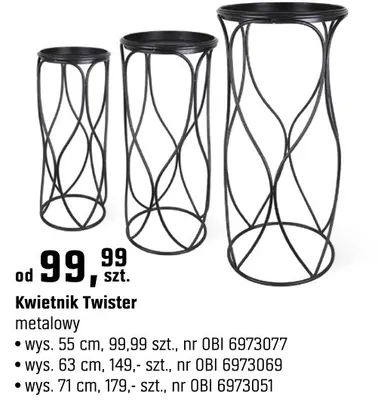 Kwietnik Twister metalowy 55cm promocja w OBI
