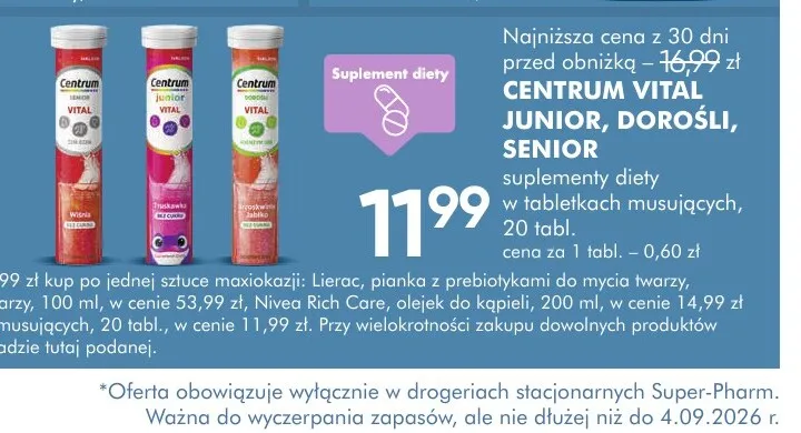 Suplement diety Centrum Vital Dorośli promocja w Super-Pharm