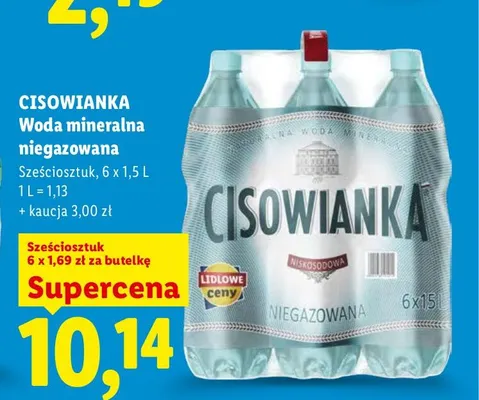 Woda mineralna niegazowana Cisowianka 6-pak 1,5 l promocja w Lidl