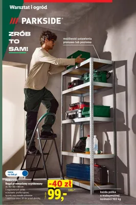 Regał przemysłowy ocynkowany Parkside promocja w Lidl