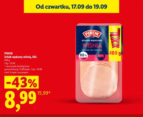 Schab wędzony wiśnią XXL Pikok promocja w Lidl