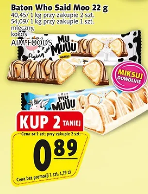 Baton Who Said Moo kokos Aim Foods promocja w Prim Market