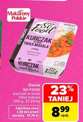 Danie kurczak w sosie tikka masala So Food promocja w Carrefour