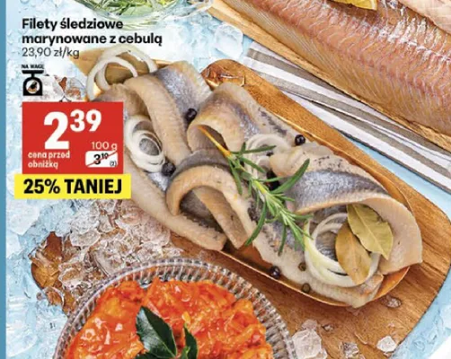 Filety śledziowe marynowane z cebulą promocja w Delikatesy Centrum