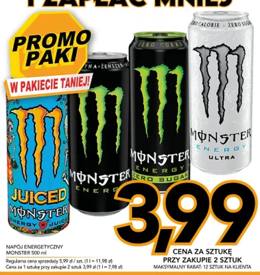 Napój energetyczny Monster Energy Zero Sugar promocja w Kupiec