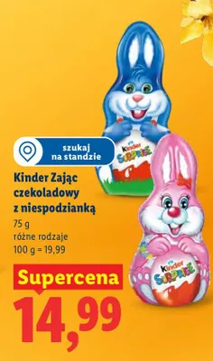Zając czekoladowy z niespodzianką różne rodzaje promocja w Lidl