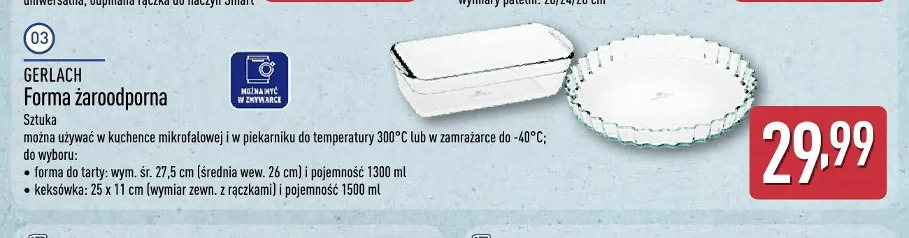 Forma żaroodporna do tarty Gerlach promocja w Aldi