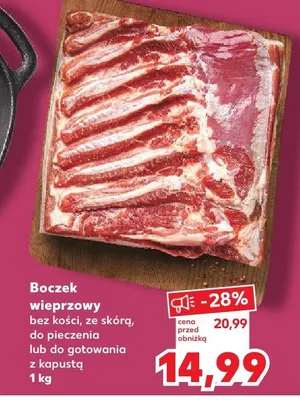 Boczek wieprzowy bez kości, ze skórą, do pieczenia lub do gotowania z kapustą promocja w Kaufland