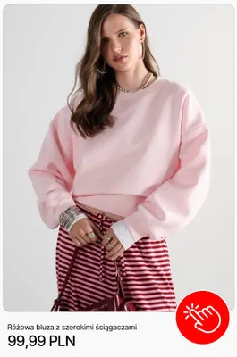 Różowa bluza z szerokimi ściągaczami Cropp promocja w Cropp