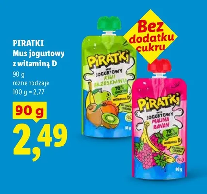 Mus jogurtowy kiwi brzoskwinia Piratki promocja w Lidl