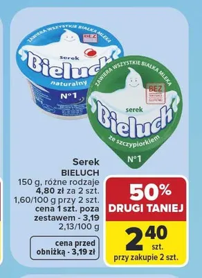 Serek Bieluch naturalny promocja w Carrefour