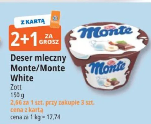 Deser mleczny Monte Zott promocja w Leclerc
