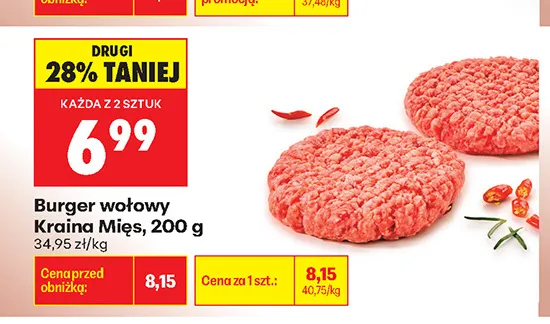 Burger wołowy Kraina Mięs promocja w Biedronka