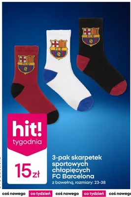 3-pak skarpetek sportowych chłopięcych FC Barcelona z bawełną promocja w Pepco