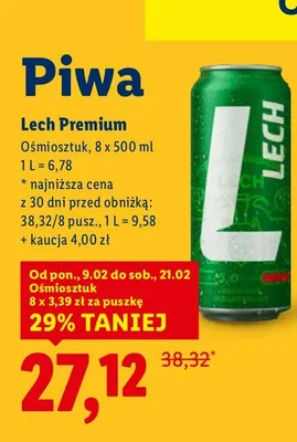 Piwo Lech Premium 8 x 500 ml promocja w Lidl