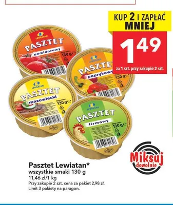 Pasztet Lewiatan pomidorowy promocja w LEWIATAN