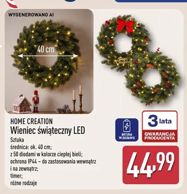 Wieniec świąteczny LED Home Creation promocja w Aldi
