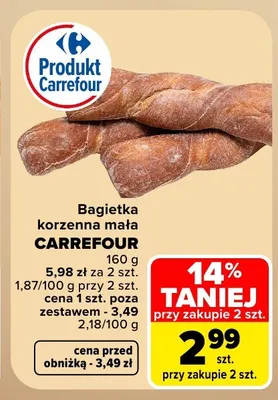 Bagietka korzenna mała Carrefour promocja w Carrefour