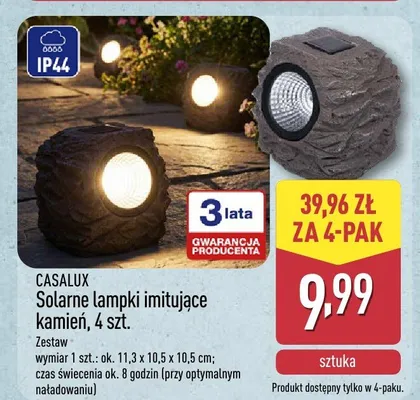 Solarne lampki imitujące kamień CASALUX 4-pak promocja w Aldi