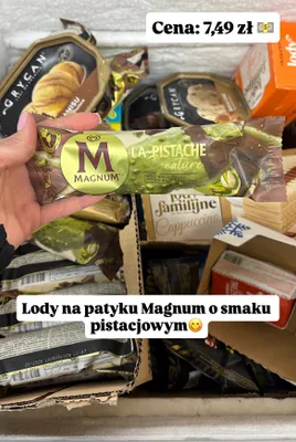 Lody na patyku Magnum La-Pistache Signature pistacjowe promocja w Dino