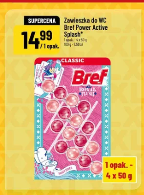 Zawieszka do WC Bref Power Active Splash 4-pak promocja w POLOmarket